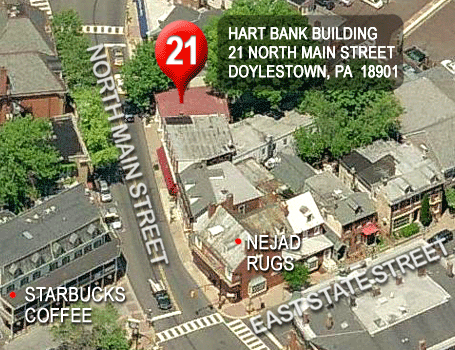 Aerial view of 21 North Main Street with labels